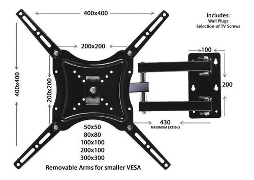Base Soporte Para Tv De 14 Hasta 55 Pulgadas 50kg Brazo Tv Color Negro