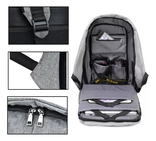 Maleta Antirrobo Mochila Morral Seguridad Reflectivo Cab Usb