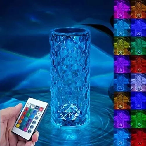 Lampara Luna 3d Diamante Colores Galaxia Base + Control Rgb