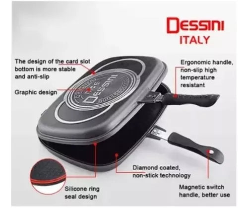(1)Sartén Doble Parrilla 36 Cms Antiadherente Dessini Italiana Color dessini italy