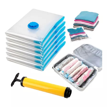 5 Bolsas De Empaque Al Vacío 70x50 + Bomba Ahorrador Espacio Lilito Hug Saver
