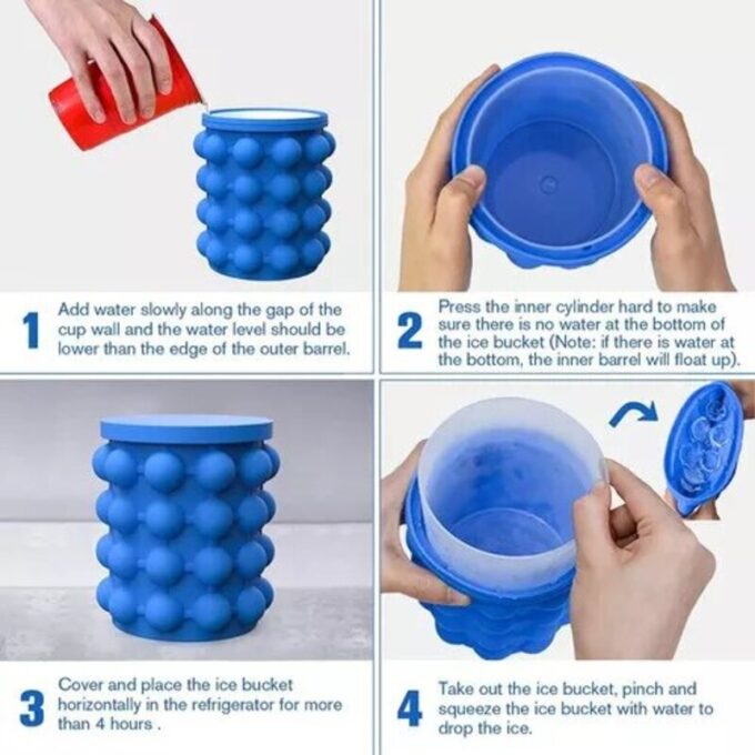 Molde siliconado para cubos de hielo cubeta portátil