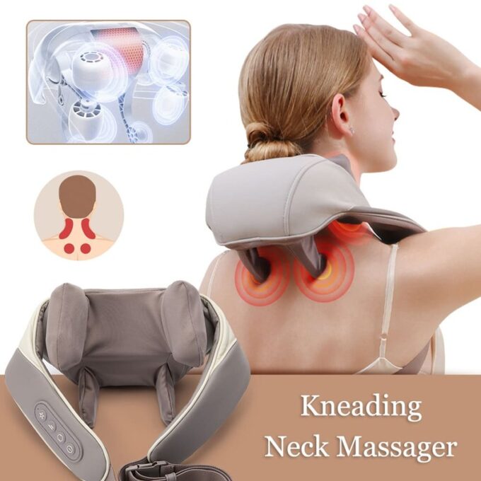 Masajeador inalambrico calefactor cervical 3 en 1