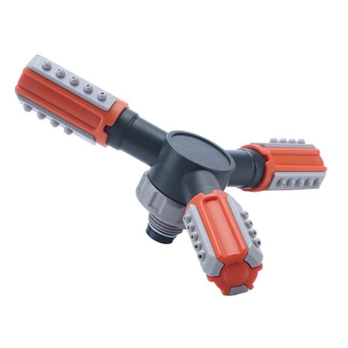 Aspersor rociador de riego 360 rotacion automatica de jardin negro naranja FK23D-180