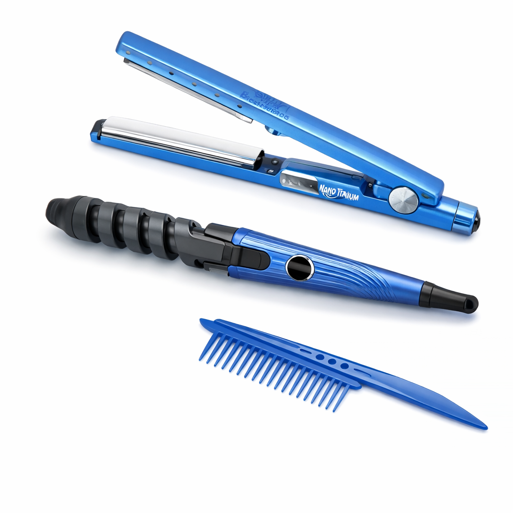 Combo Nano Titanium 3 en 1 💇‍♀️ Plancha + Rizador + Peine Profesional