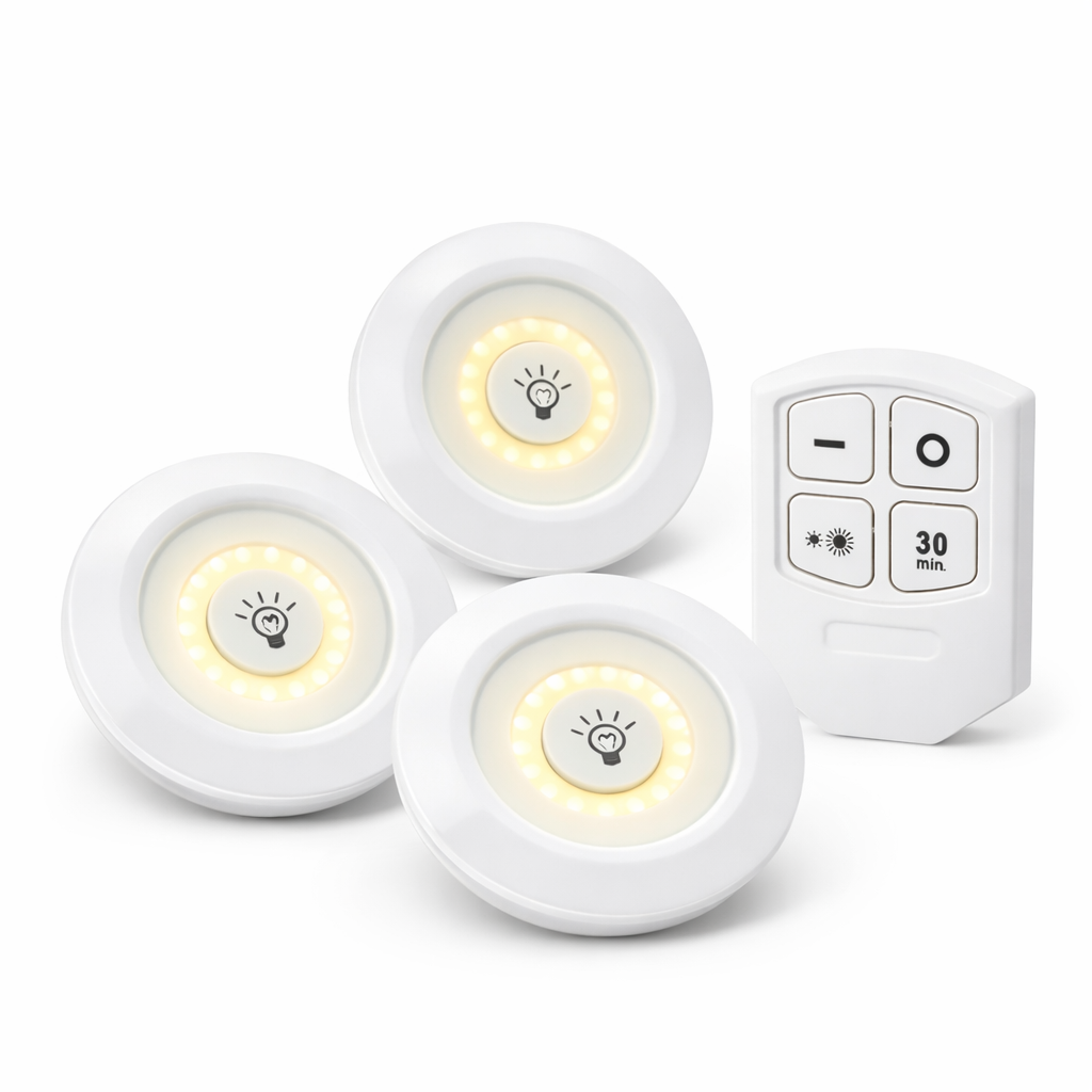 Set de 3 Lámparas LED Inalámbricas 💡 Adhesivas con Control Remoto