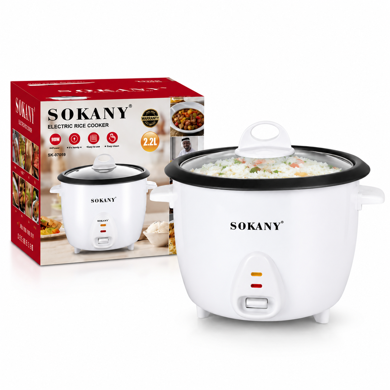 Olla Arrocera Eléctrica SOKANY 2.2L 🍚 Cocina Arroz Fácil, Rápido y en su Punto