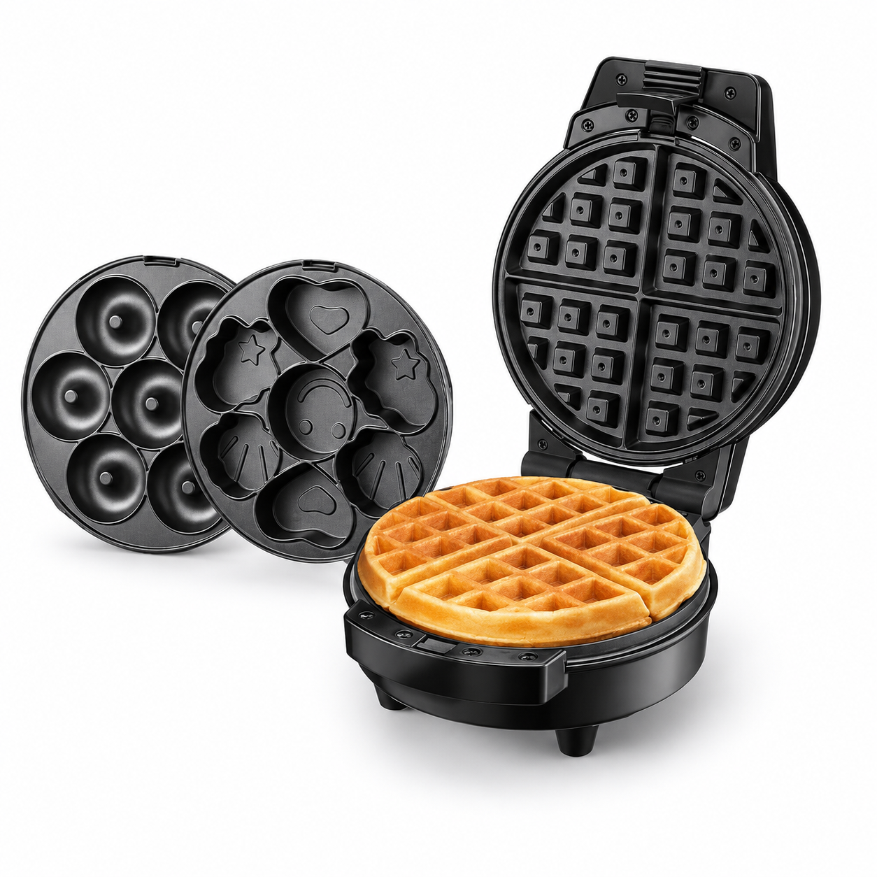 Waflera 3 en 1 Antiadherente para Waffles, Donas y Cupcakes 🧁 Fácil de Usar y Limpiar