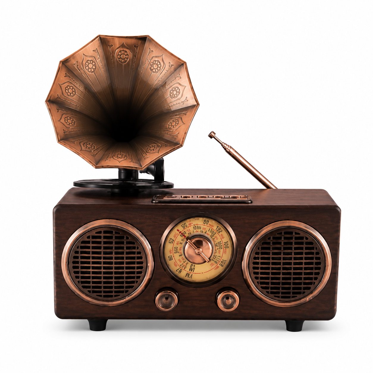 Parlante Bluetooth Retro Gramófono 🎶 Diseño Vintage con Radio FM y Sonido Potente