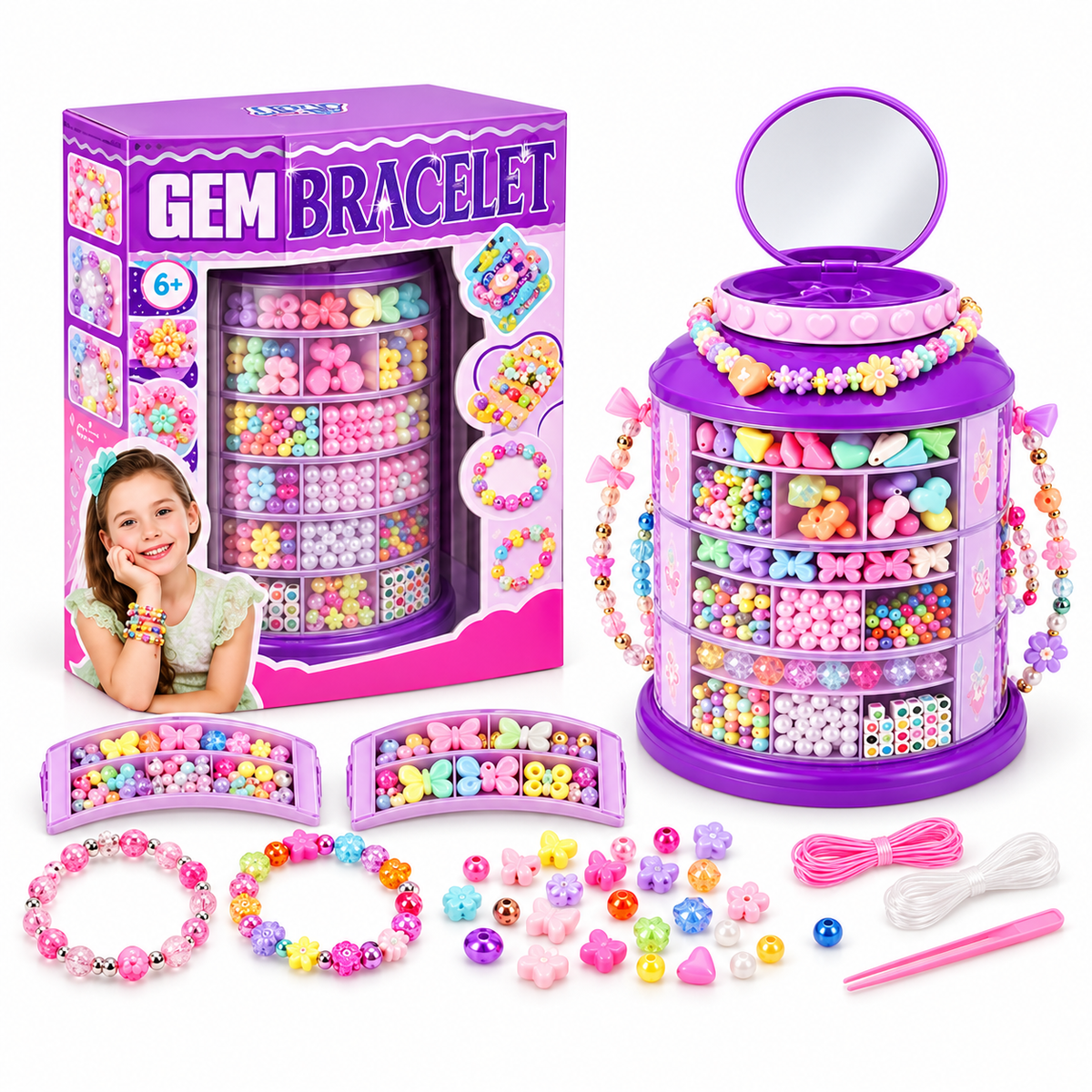 Kit para Crear Pulseras y Collares 💖 Set de Bisutería Infantil con Cuentas de Colores