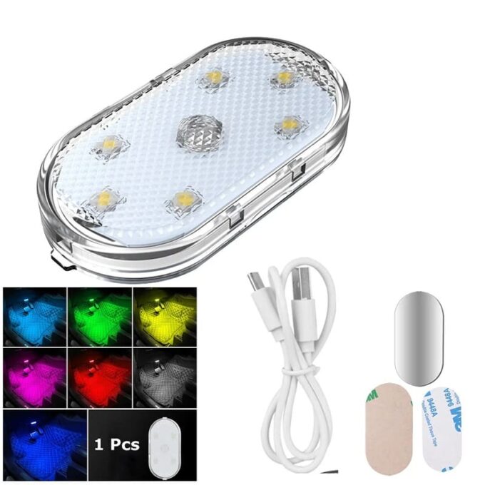 Luz LED tactil adhesiva para techo de carro multicolo