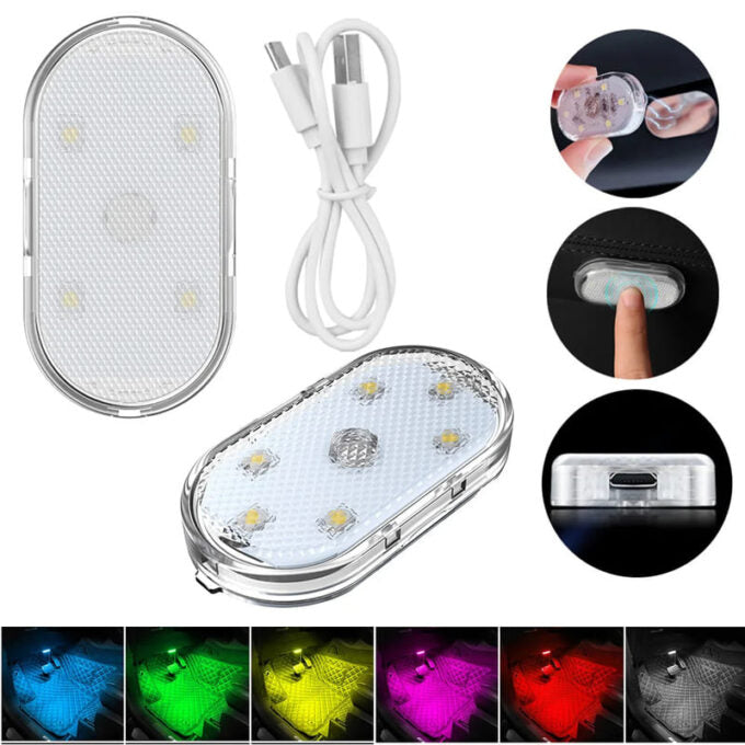 Luz LED tactil adhesiva para techo de carro multicolo