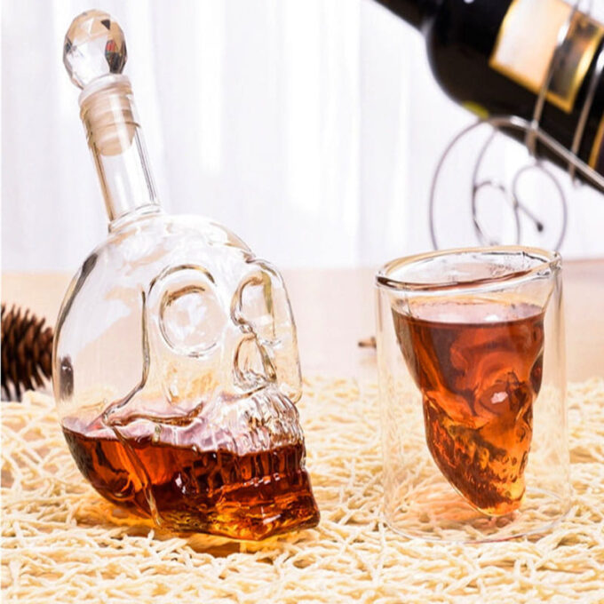 Whiskera de calavera decantador licorera craneo + 4 vasos FK23B-65