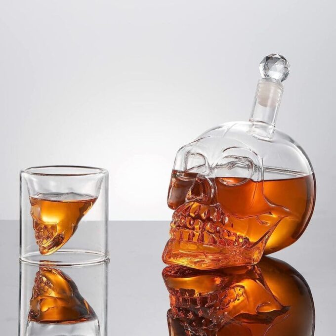 Whiskera de calavera decantador licorera craneo + 4 vasos FK23B-65