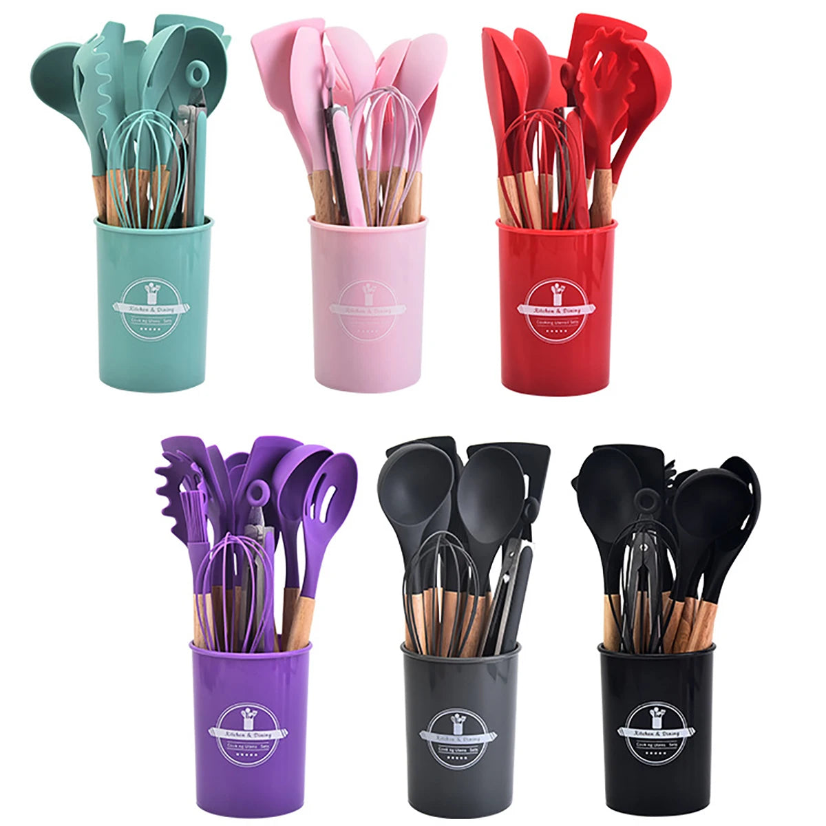 Set 12 Utensilios De Cocina Silicona Resistente Calor Juego