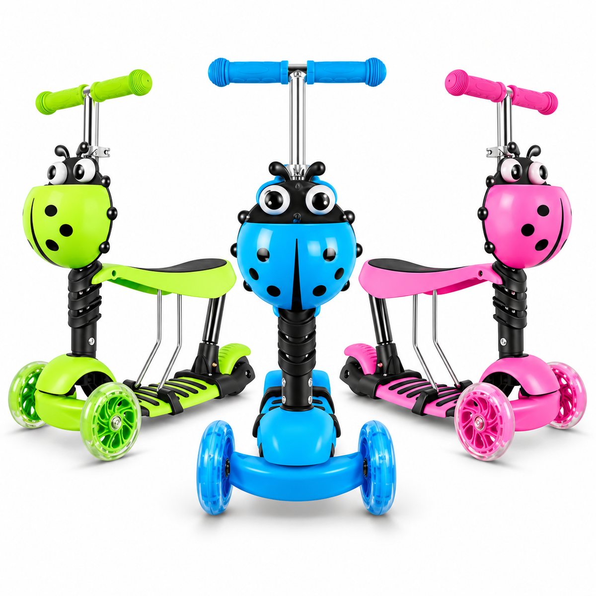 Scooter Infantil 3 en 1 con Silla 🛴 Patineta Ajustable para Niños