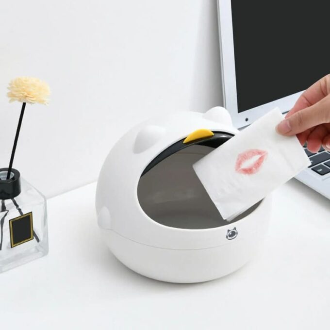 Mini basurera de escritorio con tapa decorativo cubo de almacenamiento