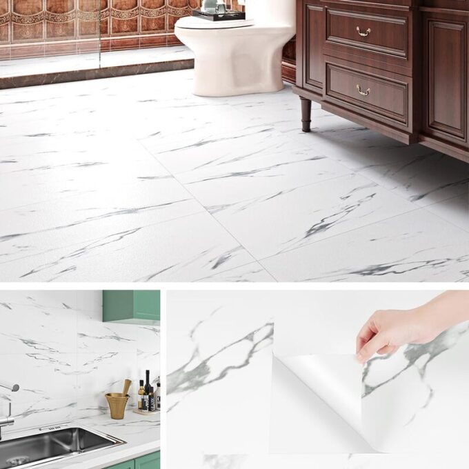 Azulejo adhesivo 60 x 30 blanco marmolizado pegatina decorativa