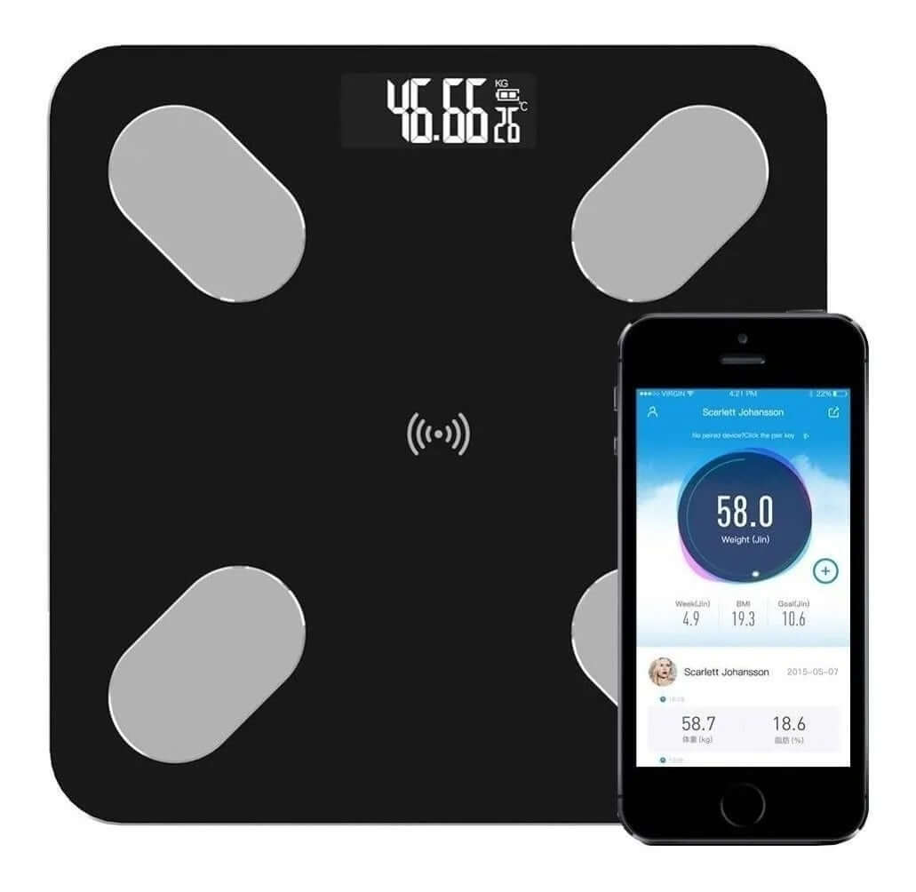 Bascula Pesa Vidrio 180kg Inteligente Con Bluetooth Digital