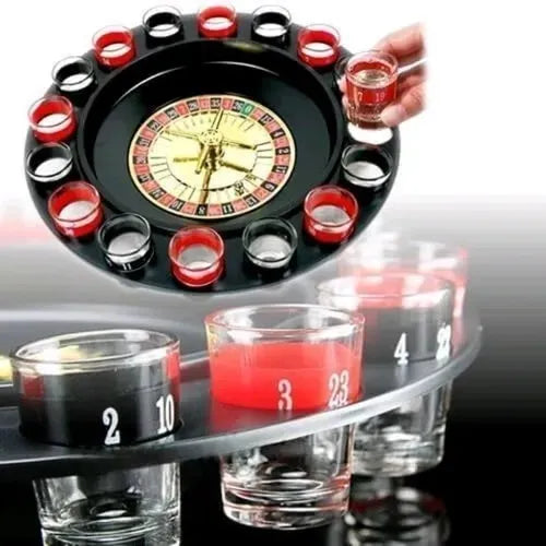 Ruleta de Shots con 16 Copas – Juego de Fiesta para Bebidas 🎉