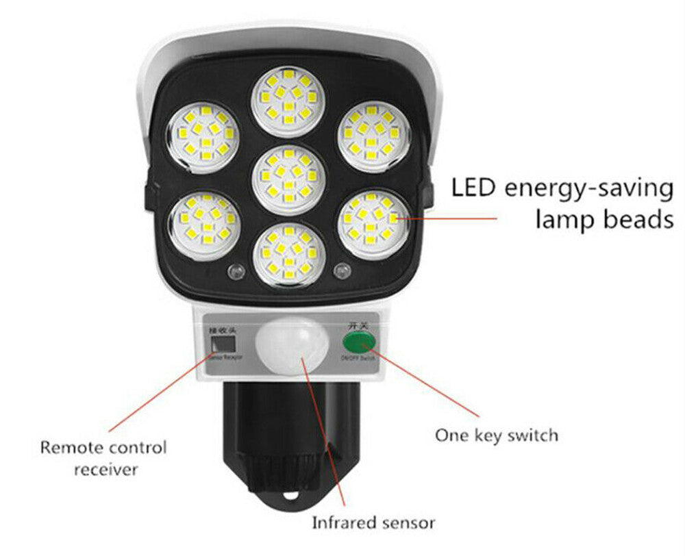 Lámpara Led Panel Solar Y Sensor De Movimiento Tipo Cámara