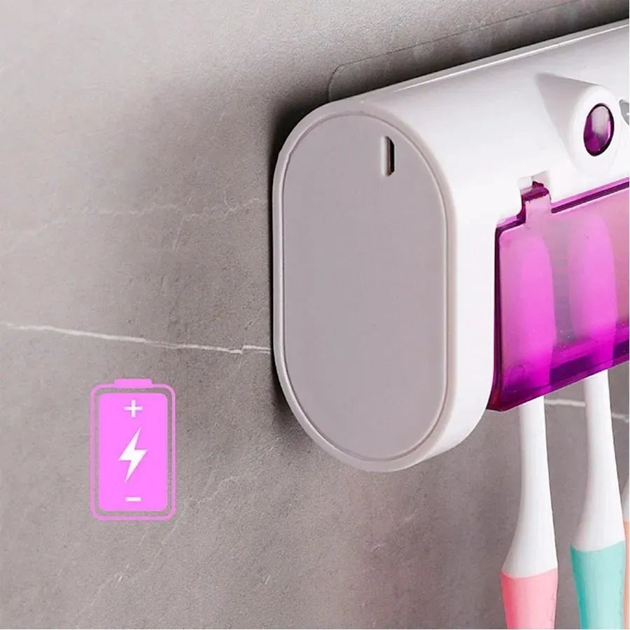 Soporte Esterilizador Cepillos Uv+ dispensador Crema Recargable