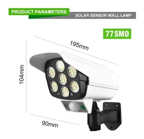 Lámpara Led Panel Solar Y Sensor De Movimiento Tipo Cámara