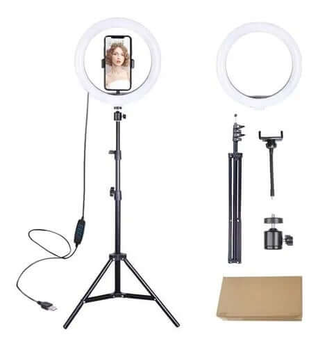 Aro de luz 26 cm con outlet tripode profesional 2 metros de altura